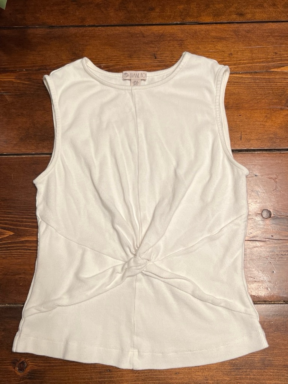 Twist-Front Ribbed Tank Top in White